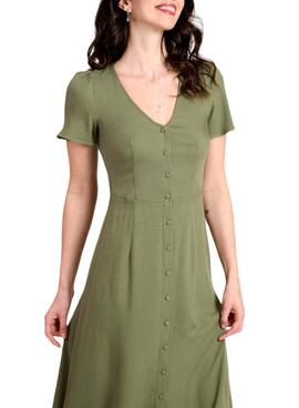 Vestido Naf Naf Verde com Botões para Mulher