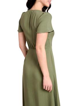 Vestido Naf Naf Verde com Botões para Mulher