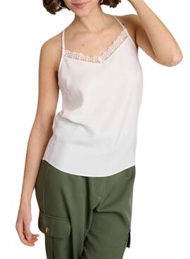 Top Naf Naf em renda branca para mulher.