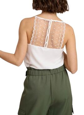 Top Naf Naf em renda branca para mulher.