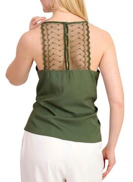 Top Naf Naf em renda verde para mulher.