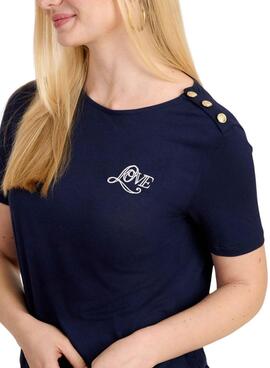 Camiseta Naf Naf Love Marinho Para Mulher