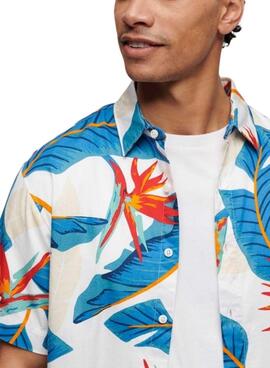 Camisa Superdry Hawaian Azul Para Homem