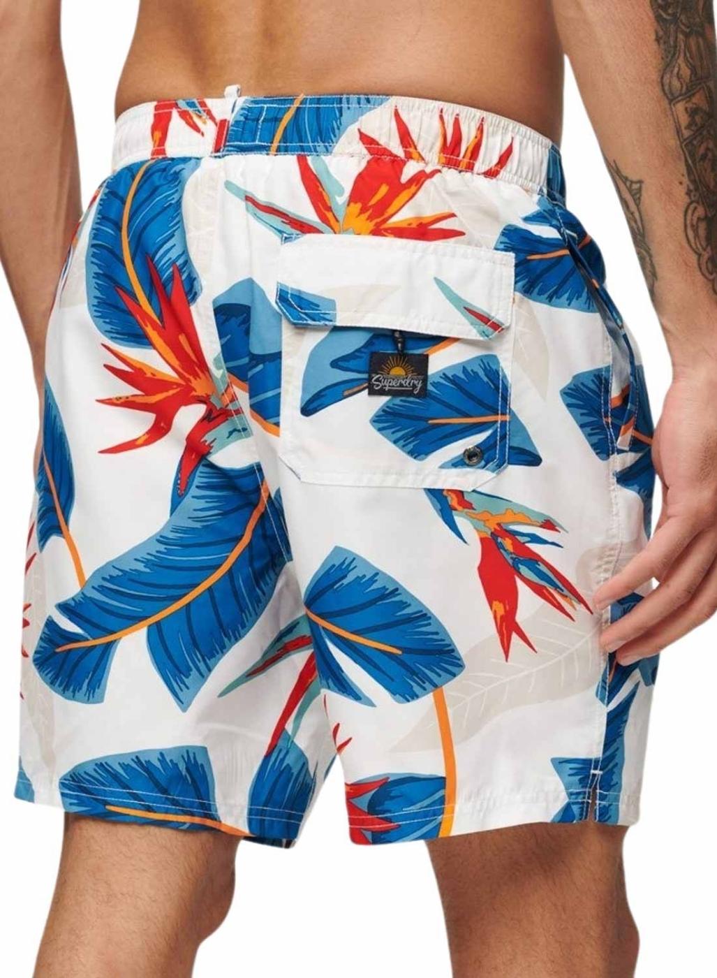 Roupa de banho Superdry Hawaiian Azul e Branco para Homem