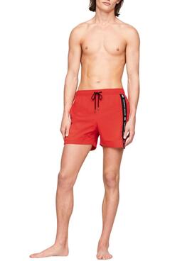 Calção de banho Tommy Jeans Drawstring Side Tape Vermelho para Homem