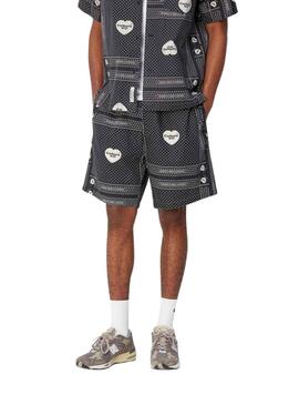 Bermudas Carhartt Heart Bandana preta para homem.