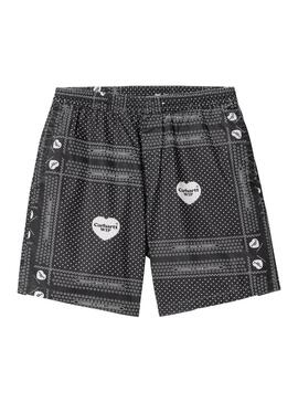 Bermudas Carhartt Heart Bandana preta para homem.