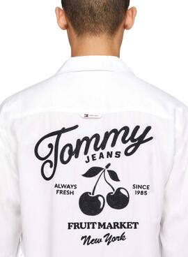 Camisa Tommy Jeans Resort Relaxada Branca para Homem