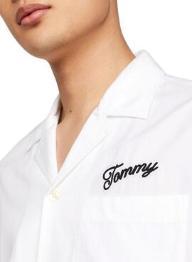 Camisa Tommy Jeans Resort Relaxada Branca para Homem