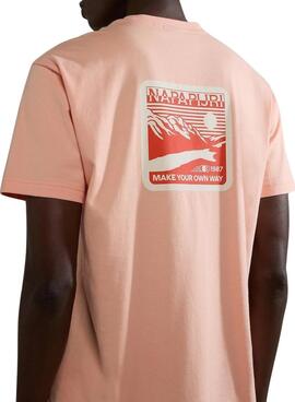 Camiseta Napapijri Gouin Rosa Para Homem e Mulher