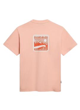 Camiseta Napapijri Gouin Rosa Para Homem e Mulher