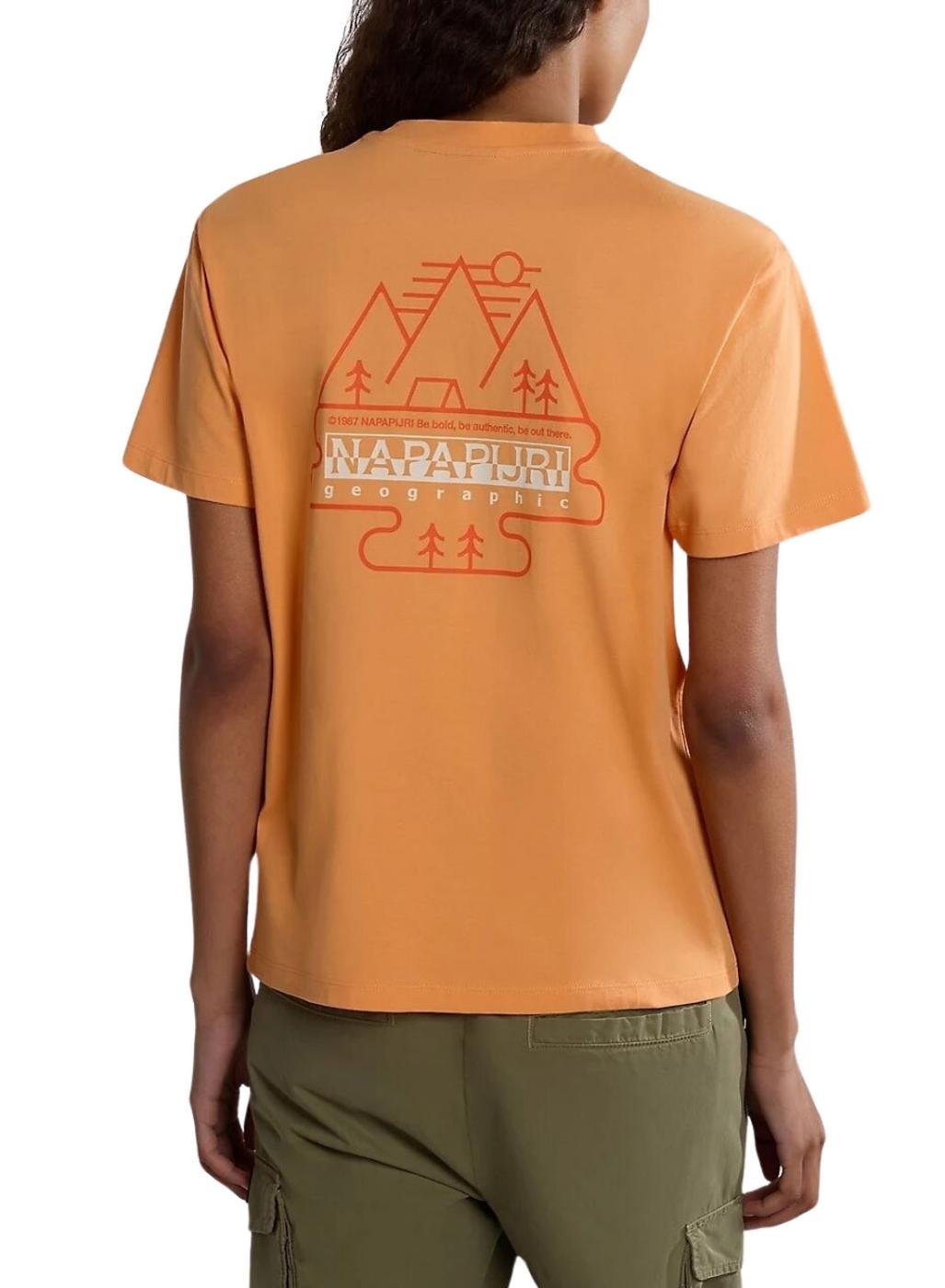 Camiseta Napapijri Faber Laranja para Mulher.