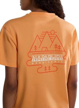 Camiseta Napapijri Faber Laranja para Mulher.