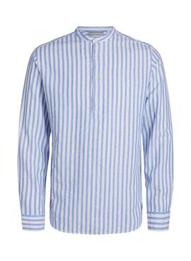 Camisa Jack and Jones Mazie Listrada Azul e Branca Para Homem