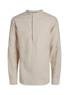 Camisa Jack And Jones Mazie Linen Half Beige Para Homem