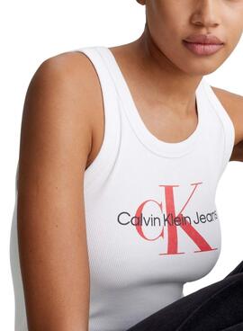 Camiseta Calvin Klein Arquivo Monólogo Branca Para Mulher