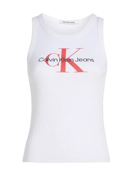 Camiseta Calvin Klein Arquivo Monólogo Branca Para Mulher