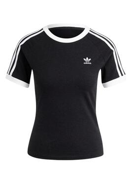 Camiseta Adidas 3 Stripes Slim Preto Para Mulher