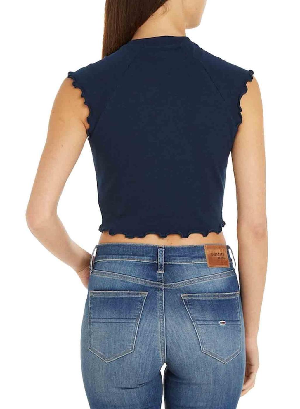 Top Tommy Jeans Slim Crop Babylock Marinho Para Mulher