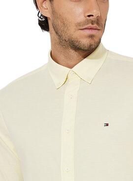 Camisa Tommy Jeans 1985 Flex Oxford Amarela para Homem