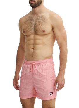 Calção de banho Tommy Jeans Crinkle Rosa para Homem