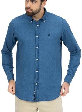 Camisa O Polvo Denim Micro Azul Para Homem