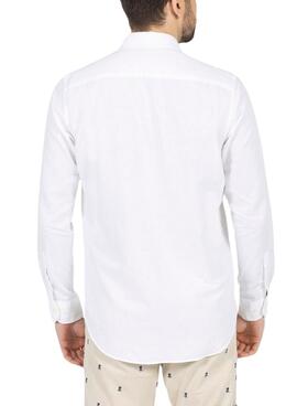 Camisa El Pulpo Lino Logo Branco Para Homens