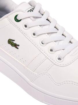 Tênis Lacoste T-Clip branco para crianças.