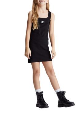 Vestido Calvin Klein Rib Badge Preto Menina