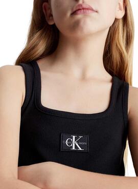 Vestido Calvin Klein Rib Badge Preto Menina