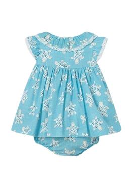 Vestido Mayoral Estampado Capri Azul Para Bebê.