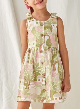 Vestido Mayoral Estampado Verde Para Menina