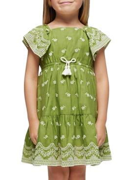 Vestido Mayoral Bordado Verde Para Menina