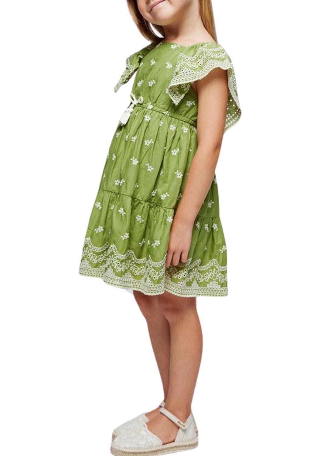 Vestido Mayoral Bordado Verde Para Menina