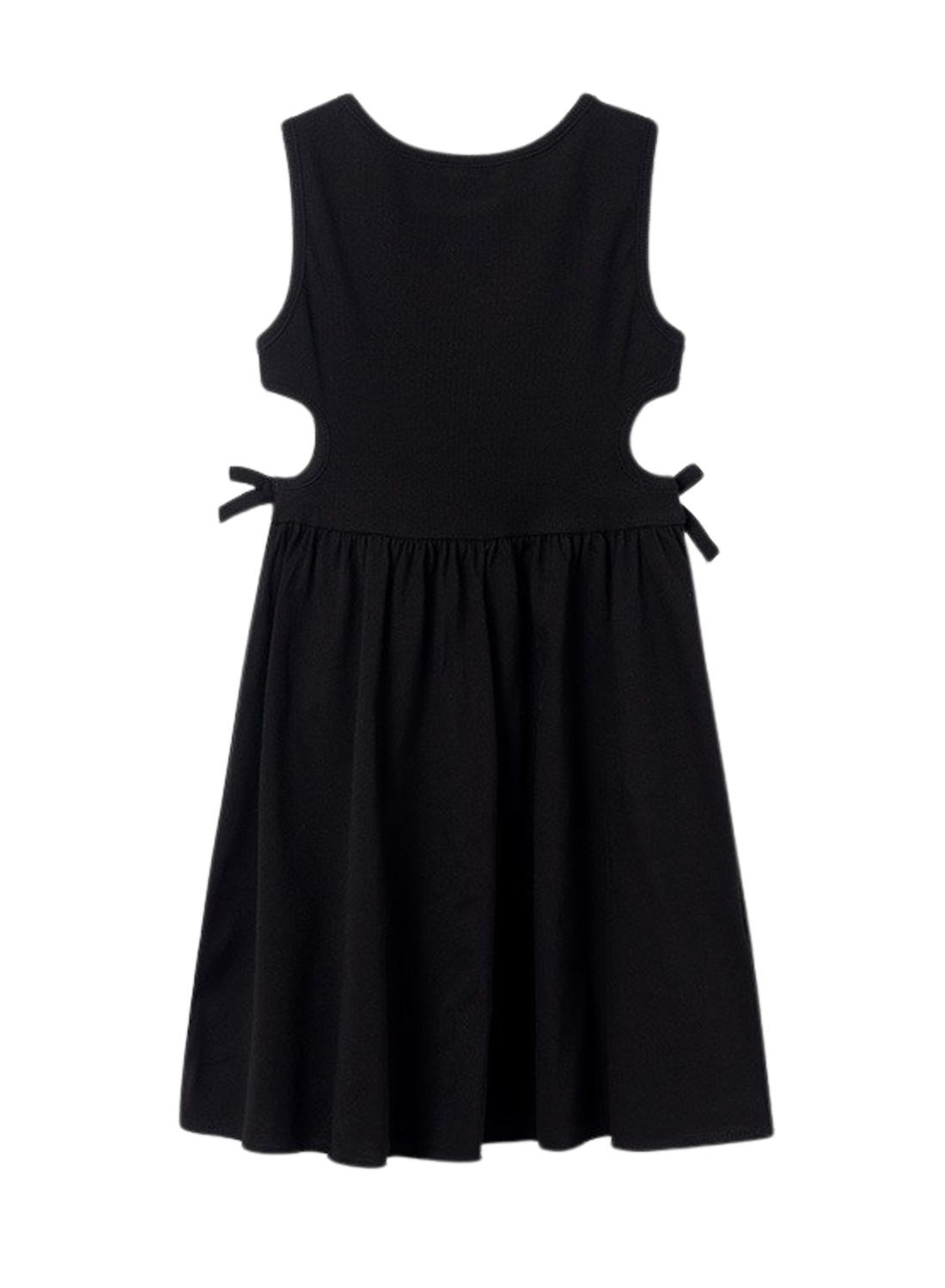 Vestido Mayoral Cut Out Canelado Preto para Menina