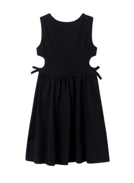 Vestido Mayoral Cut Out Canelado Preto para Menina