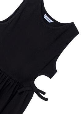 Vestido Mayoral Cut Out Canelado Preto para Menina