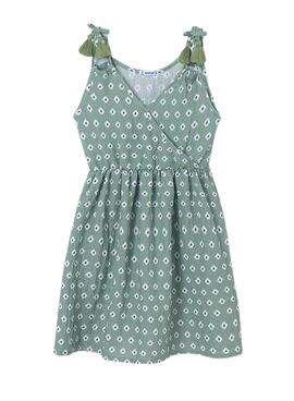 Vestido Mayoral Estampado Cruzado de Menta para Menina