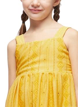 Vestido Mayoral Perfurado Amarelo para Menina