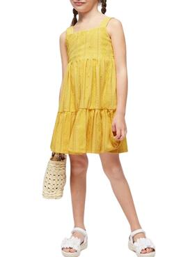 Vestido Mayoral Perfurado Amarelo para Menina