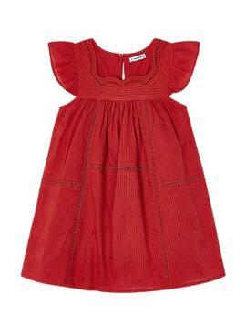 Vestido Mayoral Bordado Vermelho Para Menina