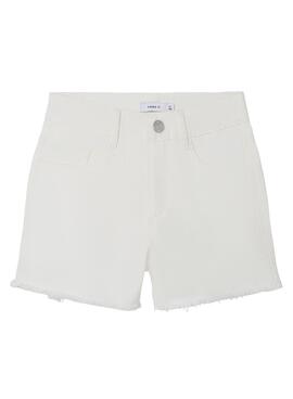 Shorts Nome It Rose Mom Branco para Menina