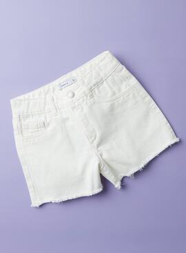 Shorts Nome It Rose Mom Branco para Menina