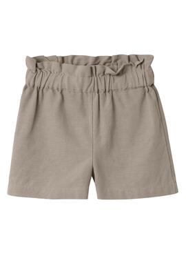 Shorts Name It Fefona Linho Cinza Para Menina