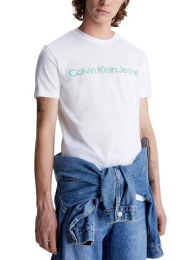 T-Shirt Calvin Klein Logo Slim Branco para Homem