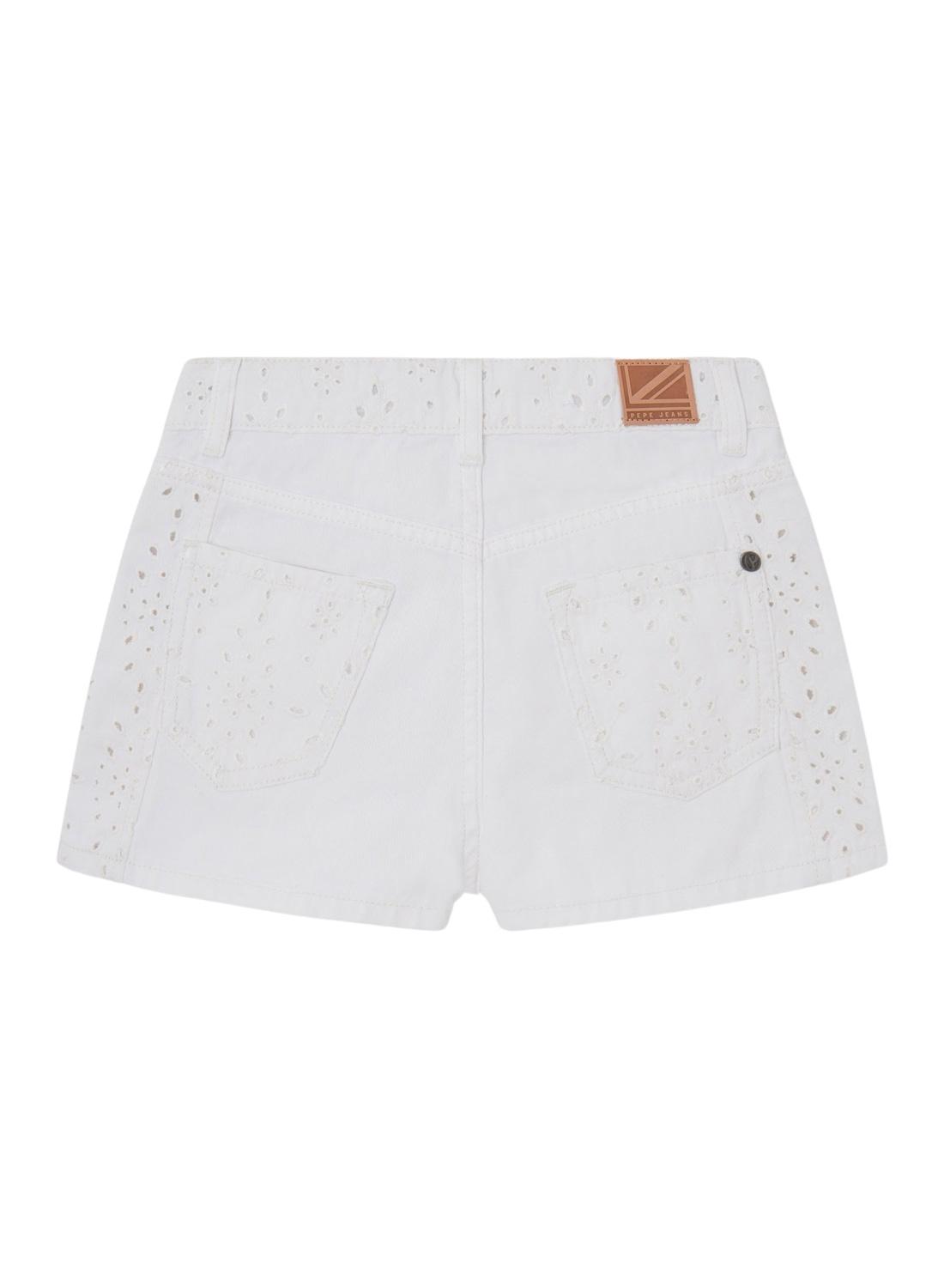 Short Pepe Jeans A-Line Anglaise branca para meninas.