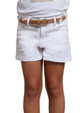 Shorts Mayoral Belt Branco Para Menina.