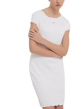 Vestido Tommy Jeans Bodycon Fruncido Branco