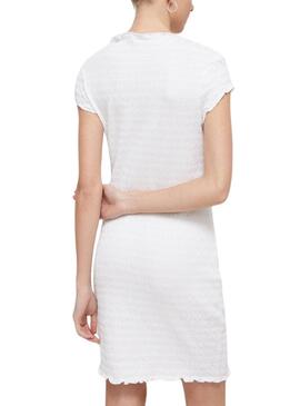 Vestido Tommy Jeans Bodycon Fruncido Branco