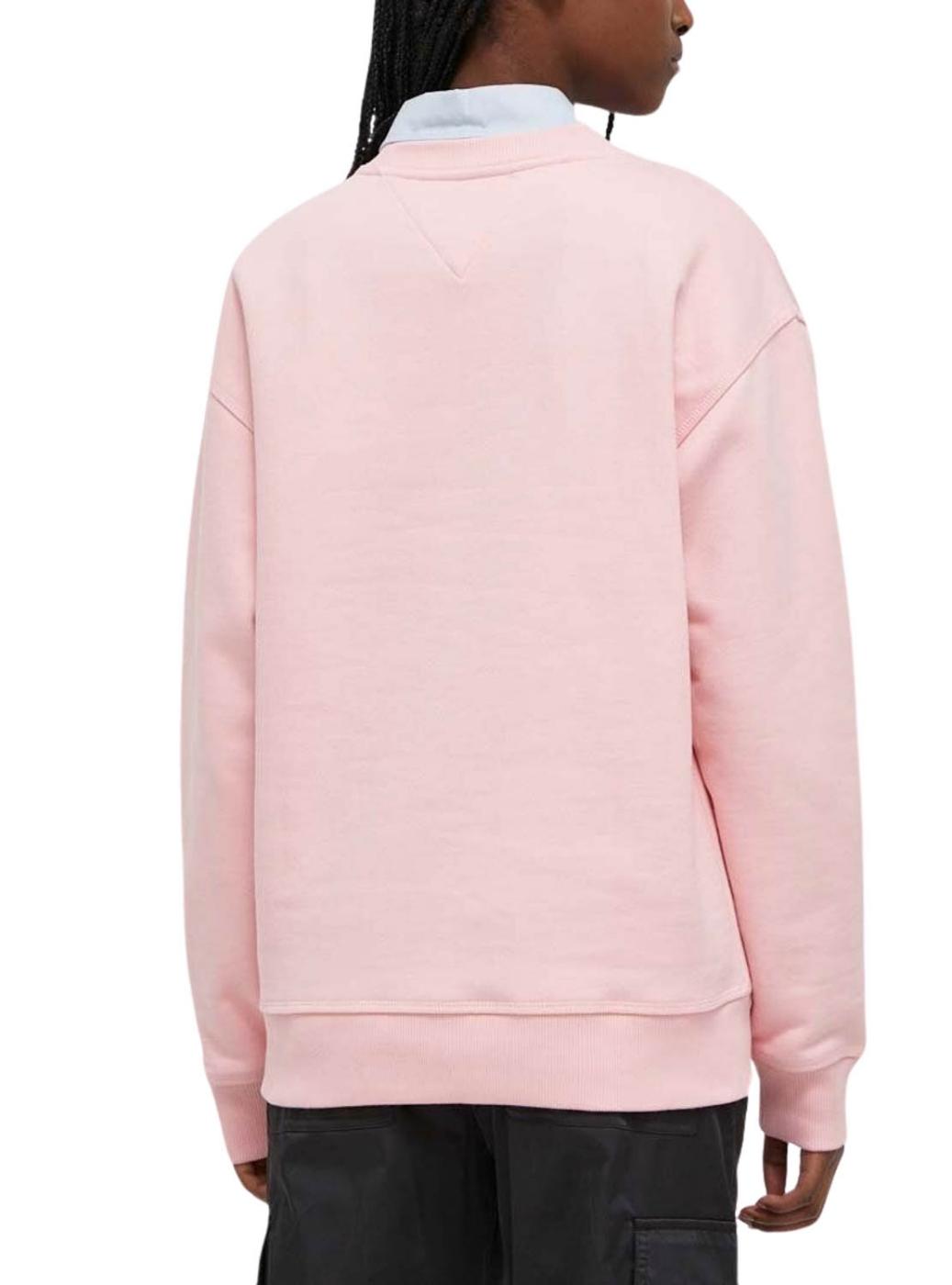 Sweat Tommy Jeans Relaxed Classic Rosa Mulher